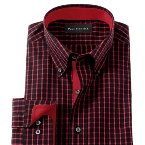 Paul Fredrick check cotton dress shirt NWOT - Picture 2 of 4